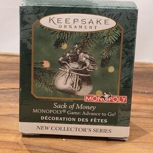 Hallmark Keepsake Miniature Ornament Monopoly Sack of Money
